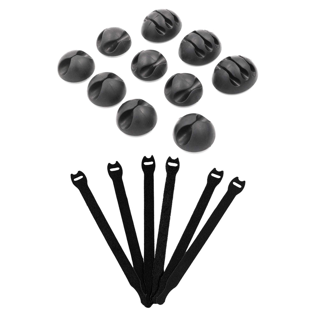  [AUSTRALIA] - Cable Management Bundle, including 30 pack of Black Cable Ties (1/2" x 8") and 10 pack of Round Black 3M Adhesive Cable Clips
