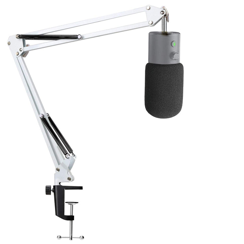  [AUSTRALIA] - YOUSHARES Razer Seiren X White Boom Arm with Pop Filter - Mic Stand with Foam Cover Windscreen Compatible with Razer Seiren X Streaming Microphone(White)