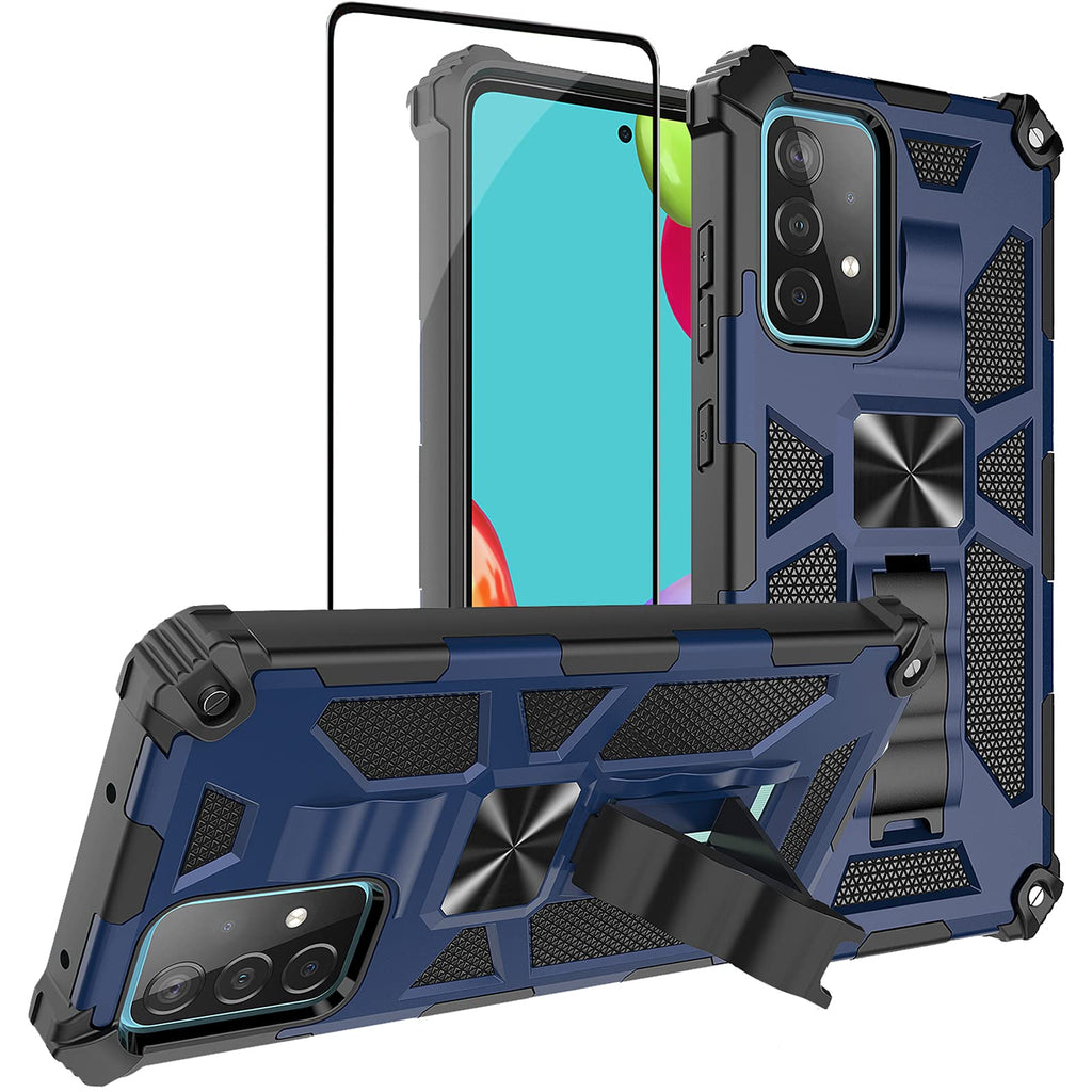 Dretal for Samsung Galaxy A32 5G Case (2021), Military-Grade Series Full-Body Shockproof Built-in Kickstand Car Mount Protective Cover with Tempered Glass Screen Protector (Navy) Navy - LeoForward Australia