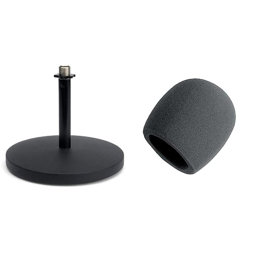  [AUSTRALIA] - Samson MD5 Desktop Microphone Stand & On-Stage Foam Ball-Type Microphone Windscreen, Black