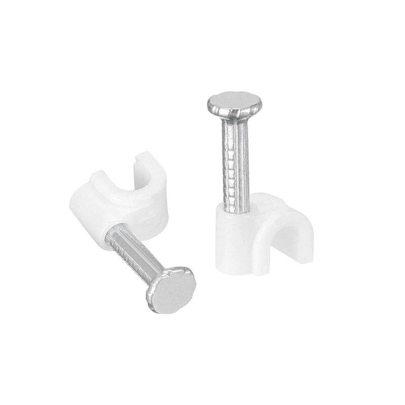  [AUSTRALIA] - uxcell Strengthened Circle Cable Clips with Single Steel Nail 4mm White 100pcs