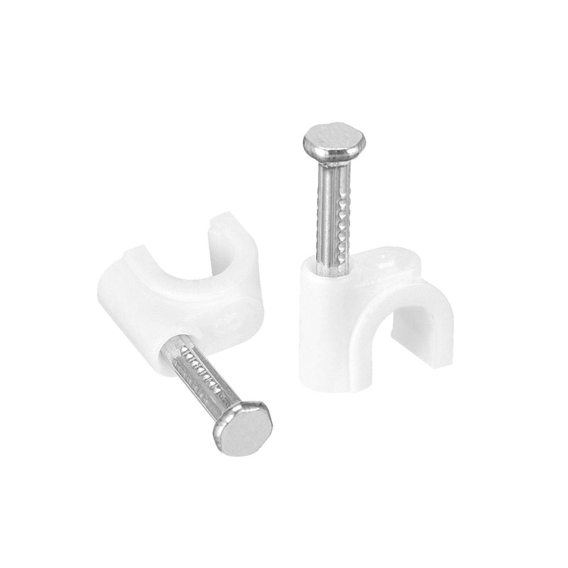  [AUSTRALIA] - uxcell Strengthened Circle Cable Clips with Single Steel Nail 6mm White 200pcs