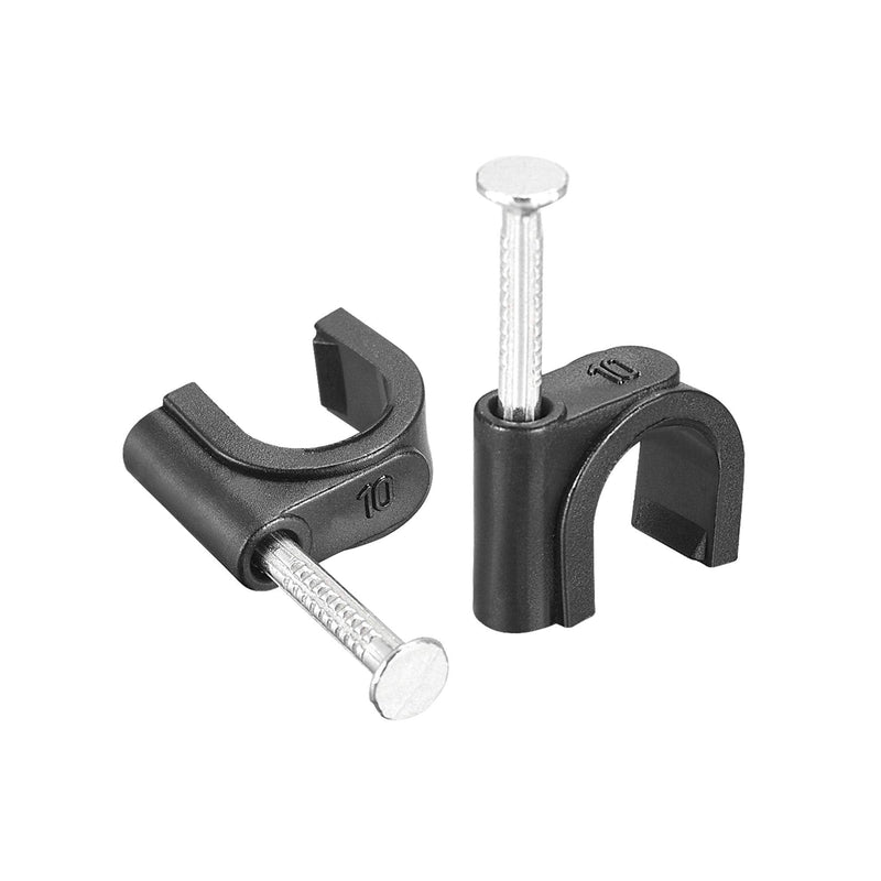  [AUSTRALIA] - uxcell Strengthened Circle Cable Clips with Single Steel Nail 10mm Black 200pcs