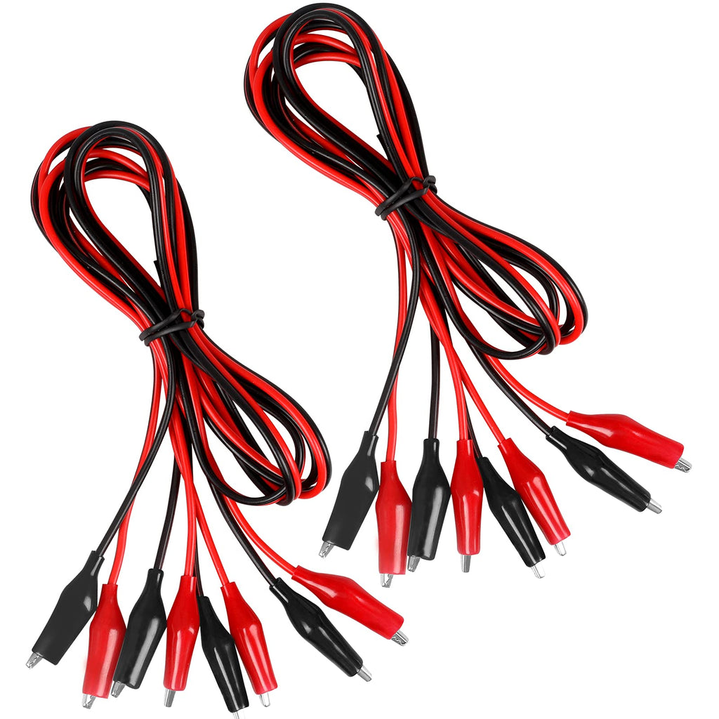  [AUSTRALIA] - 4 Groups 1M Alligator Clips Electrical, Insulated Test Leads with Alligator Clips, Stamping Double-ended Jumper Wires for Electrical Testing, Circuit Connection, Experiment (Red & Black)