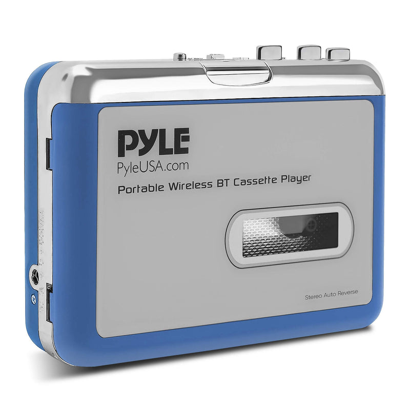  [AUSTRALIA] - Portable Wireless BT Cassette Player - Lid Switcher, AUX Port w/LED Indicator, Auto Reverse Function, USB Cable for Power Supply, 3.5mm Earphone Jack & Bluetooth Transmitter - Pyle PCASRSD18BT