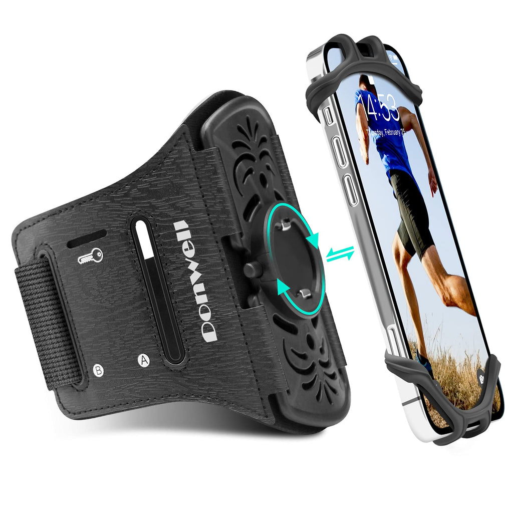  [AUSTRALIA] - DONWELL Running Phone Holder, 360° Rotatable Phone Holder for Running and Detachable Design, Running Armband for iPhone 13/ Pro/ Pro Max and All 4-6.7inch Smartphones for Biking Hiking Running Walking 1