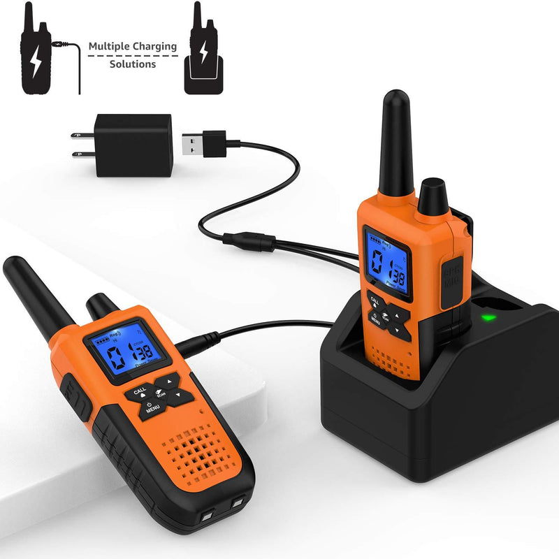  [AUSTRALIA] - Topsung 2 Long Distance Walkie Talkies Rechargeable for Adults - NOAA 2 Way Radios Walkie Talkies Long Range,Drop Proof Work Walkie Talkies with Earpiece Charging Station USB Charger Battery Alert Charging Station Option(Two Pack Only)