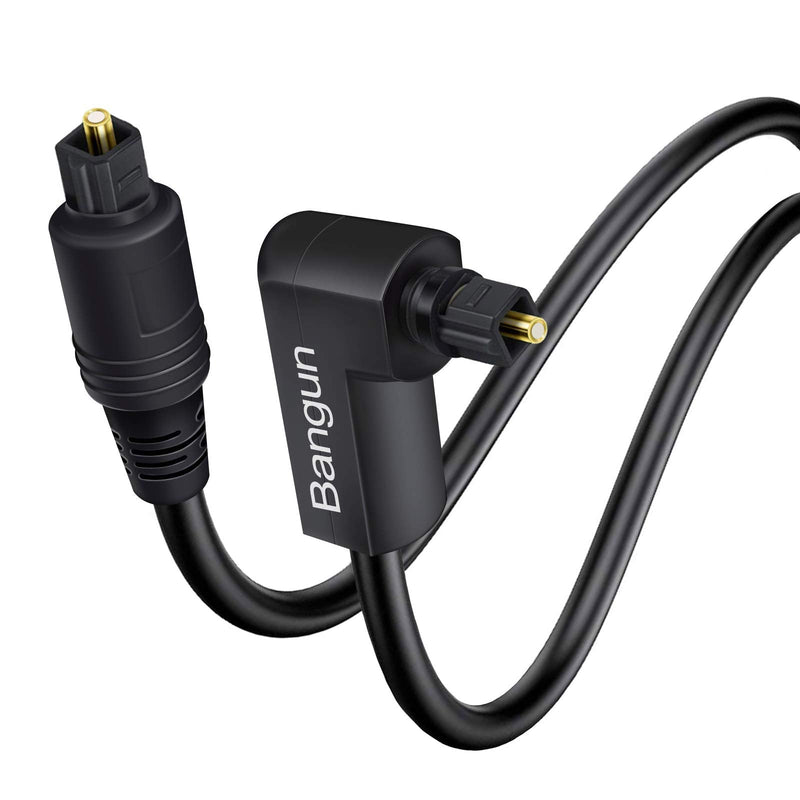  [AUSTRALIA] - Bangun 90 Degree Optical Audio Cable 20 feet, Slim Digital Audio Optical Cable, 360 Degree Right Angle Fiber Optic Toslink Cable, Compatible with Sound Bar, TV, Samsung, Vizio, Bose, LG, Sony, Sonos One Right Angle Plug 20ft