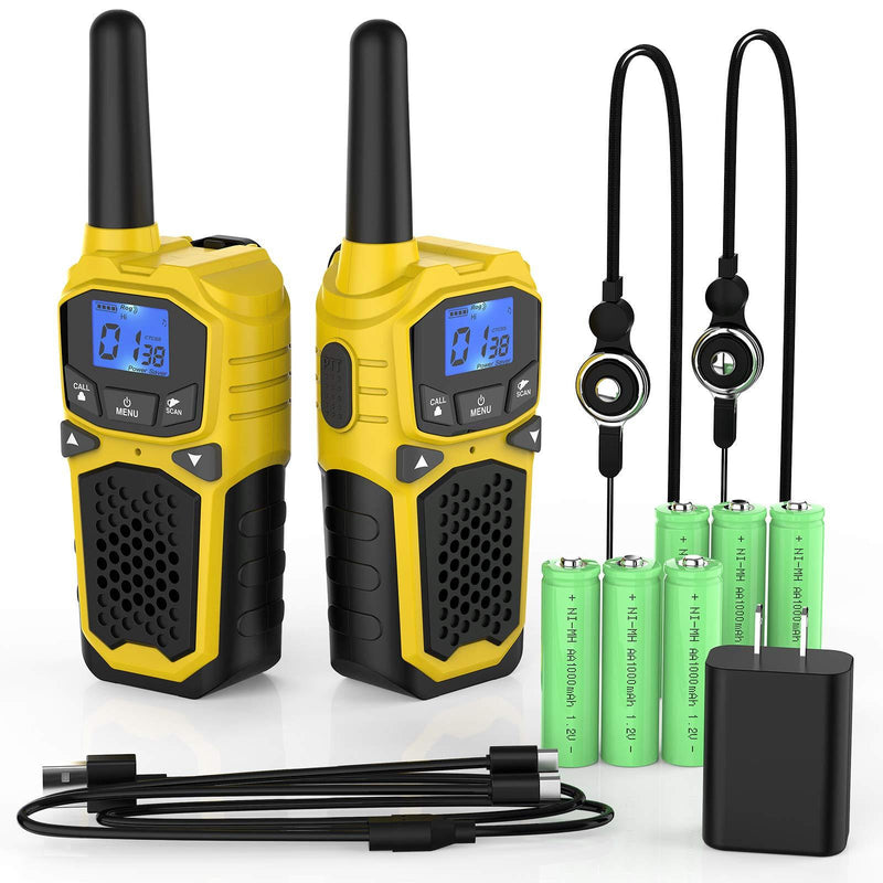 Walkie Talkies for Adult, Rechargeable Long Range Walky Talky Handheld Two  Way Radio with NOAA Weather Channel, 6x1000MAH AA Batteries and USB Charger
