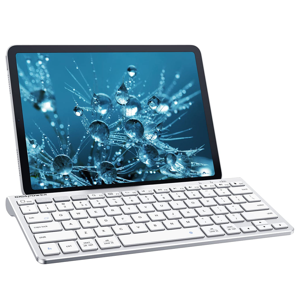  [AUSTRALIA] - Fintie Gigapower Multi-Device Universal Wireless Bluetooth Keyboard with Foldable Stand for iPad Samsung Surface Tablet Smartphone PC MacBook, iOS, Android, Windows Tablets Phone, Silver