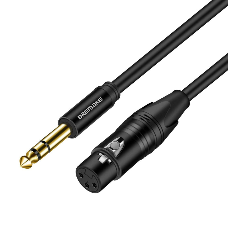  [AUSTRALIA] - DREMAKE TRS 1/4 Inch 6.35mm/6.5mm to XLR Female Balanced Interconnect Audio Cable, 3Pin XLR to Quarter Inch Mic Cable for Microphone, Mixer, Guitar, AMP, Speakers - Black/6FT 6FT/1.8M