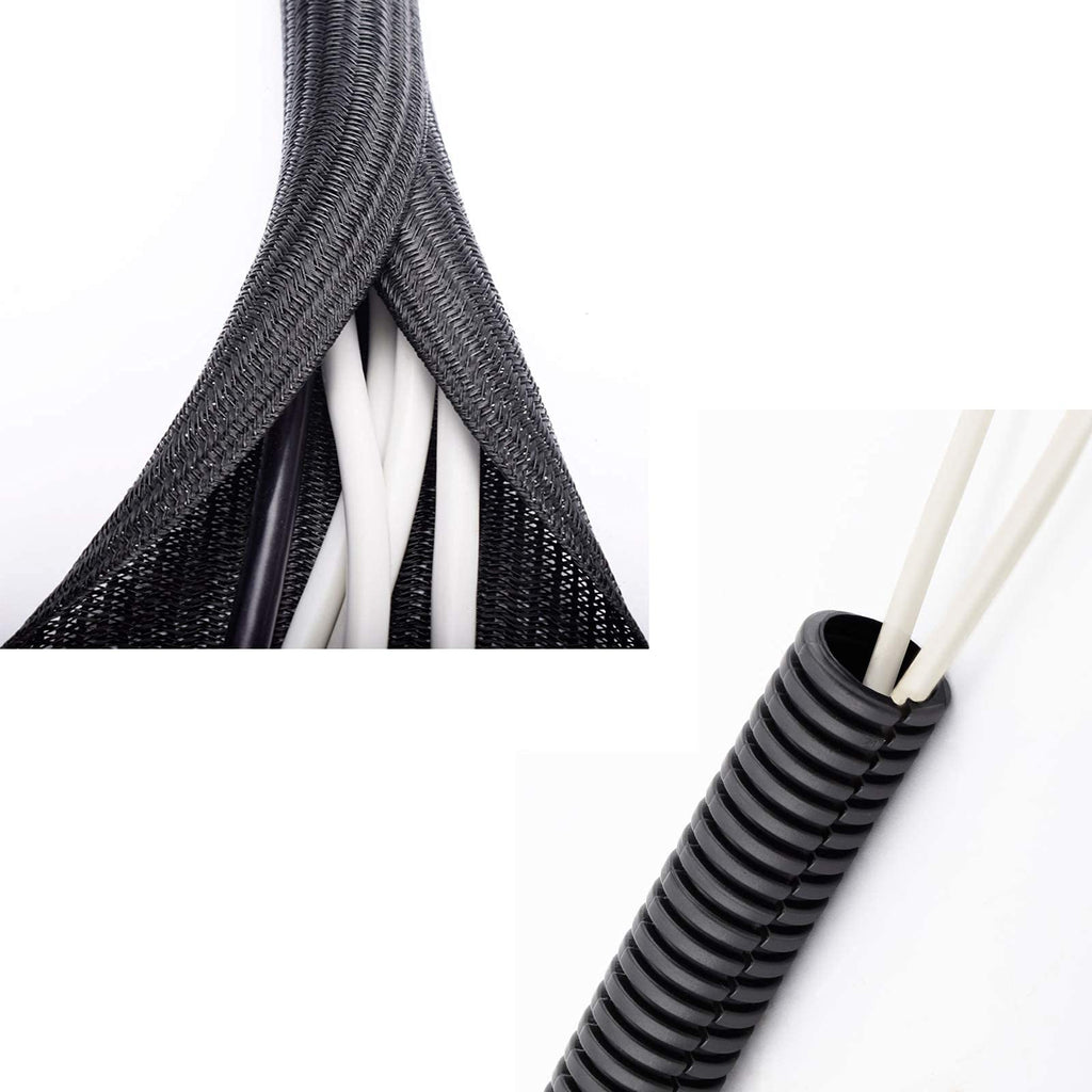  [AUSTRALIA] - ZhiYo Braided Cable Sleeve(20ft 1'') & Wire Loom Split Tubing(20ft 5/8”) Bundle