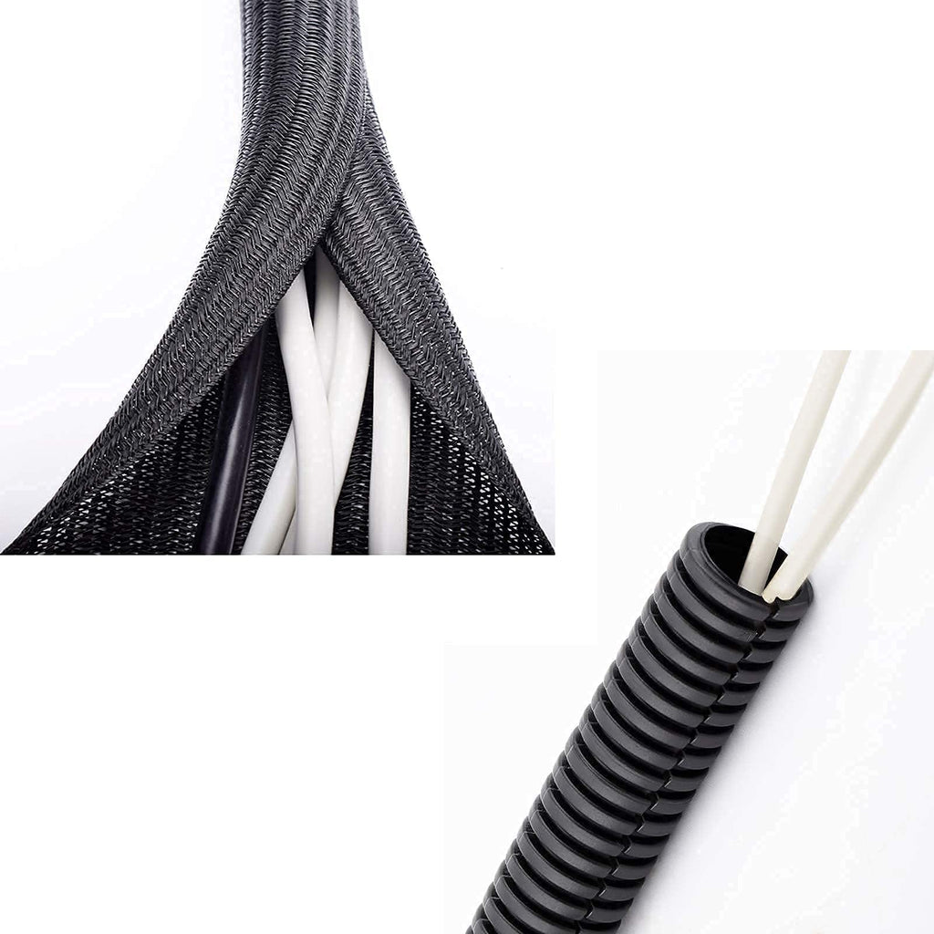  [AUSTRALIA] - ZhiYo Braided Cable Sleeve(6.5ft 1'') & Wire Loom Split Tubing(10ft 3/4”) Bundle