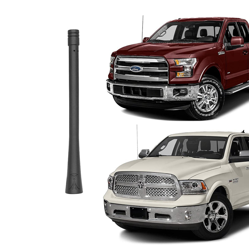  [AUSTRALIA] - PYGHAP Stylish Short Antenna Compatible with Ford F150 Raptor F-250 F-350 F-450 & Dodge Ram 1500 2500 3500 Trucks, 6" Short Radio AM FM Antenna, Car Wash Proof, Flexible Rubber Antenna Rod