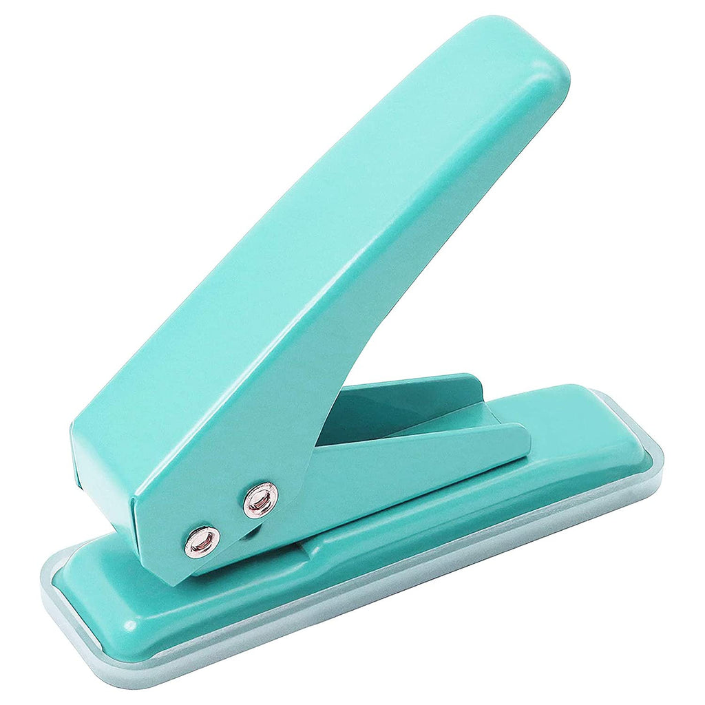  [AUSTRALIA] - Single Handheld 1/4 Inches Hole Puncher, 20 Sheet Punch Capacity Metal Hole Punch with Skid-Resistant Base for Paper, Chipboard, Art Project, Green