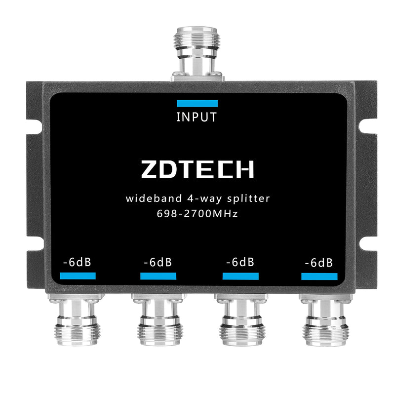  [AUSTRALIA] - ZDTECH WideBand 4-Way Splitter with N-Female Connectors 50 Ohm Signal Splitter for 3G/4G/LTE(698-2700MHz) Splitter 4-Way