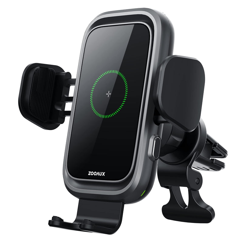 [AUSTRALIA] - [Upgraded Version] ZOOAUX Wireless Car Charger, 15W Qi Fast Charging Auto-Clamping Air Vent Mount Phone Holder,Built-in Cooling Fan for iPhone 13/13 Pro/13 mini/12/11/XR/X/8,Samsung S21/S20/S10/S9/S8