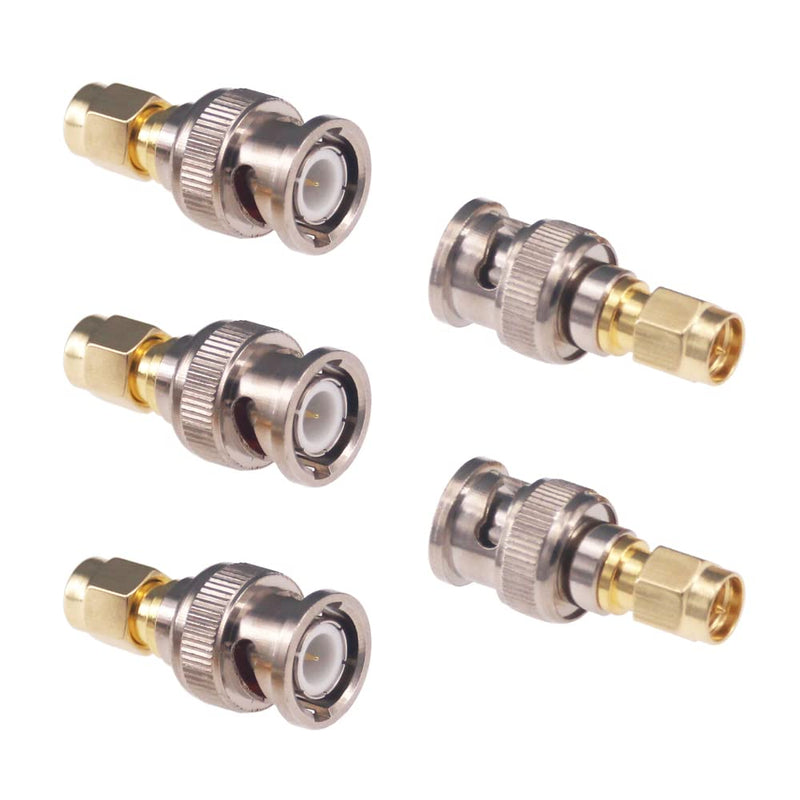  [AUSTRALIA] - RFaha 5pcs SMA Male to BNC Male RF Coax Adapter SMA to BNC Coaxial Connector Adapter(F23-5)
