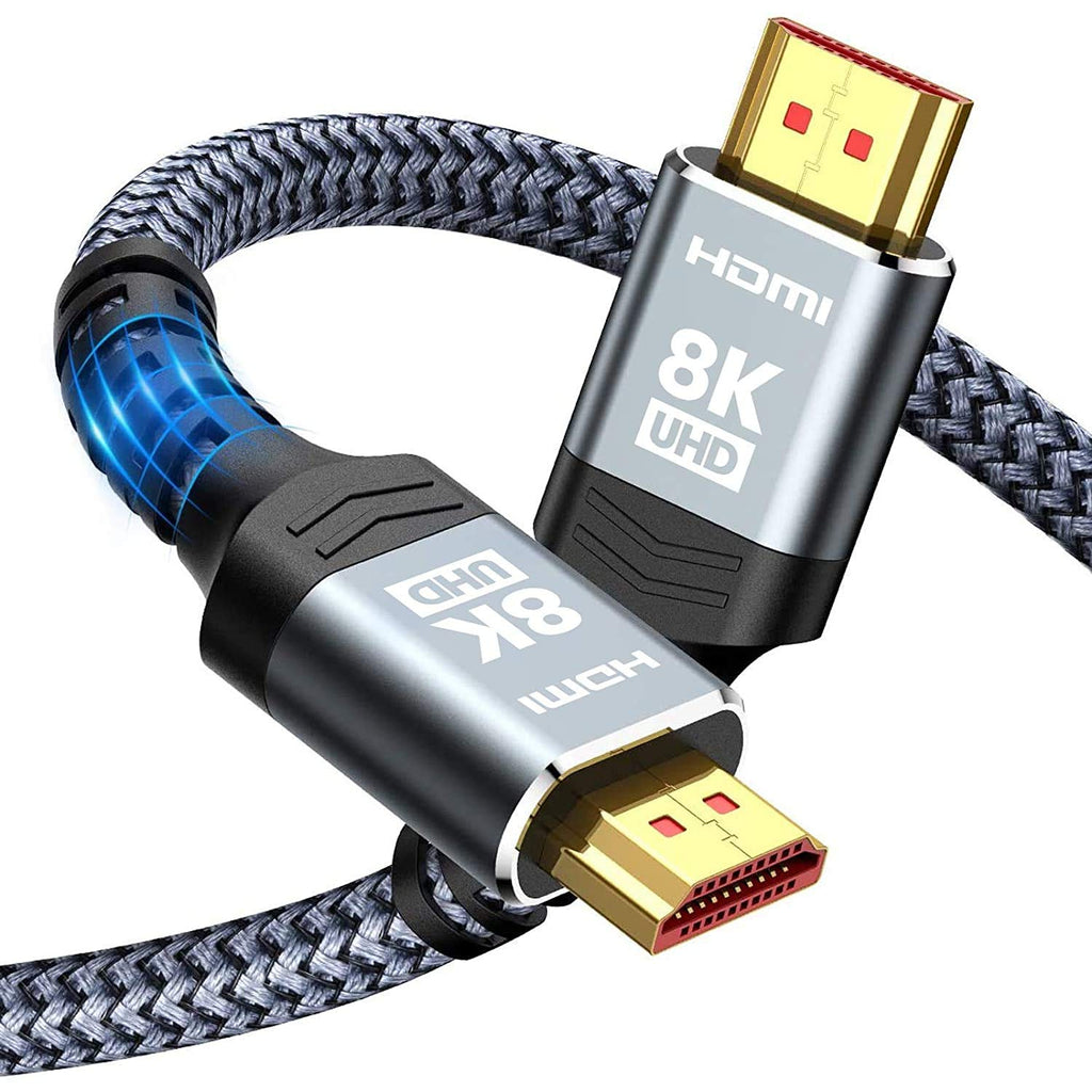 Short 8K HDMI 2.1 Cable 1.5FT/0.5M 48Gbps, Highwings Ultra High Speed HDMI Braided Cord-4K@120Hz, 8K@60Hz,Dolby 7.1,DTS-HD,12 Bit Color Compatible for PS5,Monitor,PC and More 1.5 feet - LeoForward Australia