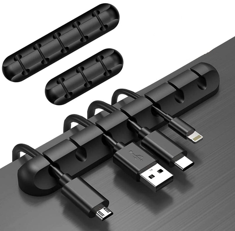  [AUSTRALIA] - Cable Holder Clips, 3-Pack Cable Management Cord Organizer Clips Silicone Self Adhesive for Desktop USB Charging Cable Power (black)