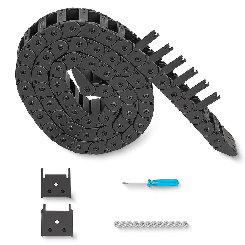 [AUSTRALIA] - 39.3 inch Carrier Drag Chain Cable Wire R18 10x20mm (Inn H x W) Plastic Black Open Type for CNC Router Mill and 3D Printer,Wire Carrier Cable with Extra 1 Pair Connectors,1pc Screwdriver,12 Screws 10*20 R18