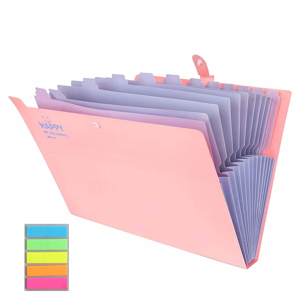  [AUSTRALIA] - Expanding File Folders with 12 Pockets, Stationary Accordion A4 Letter Size Document Organizer, Kawaii School Supplies for Girls, Kids, Students and Teachers