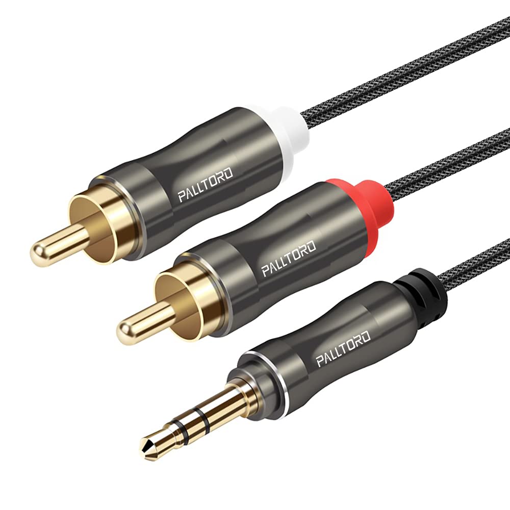 PALLTORO 3.5mm to 2 RCA Cable, [Dual Shielded Gold-Plated] Nylon Braided AUX Male to 2RCA Male Stereo Audio Adapter Coaxial Cable (5m/16.5ft) 5m/16.5ft - LeoForward Australia
