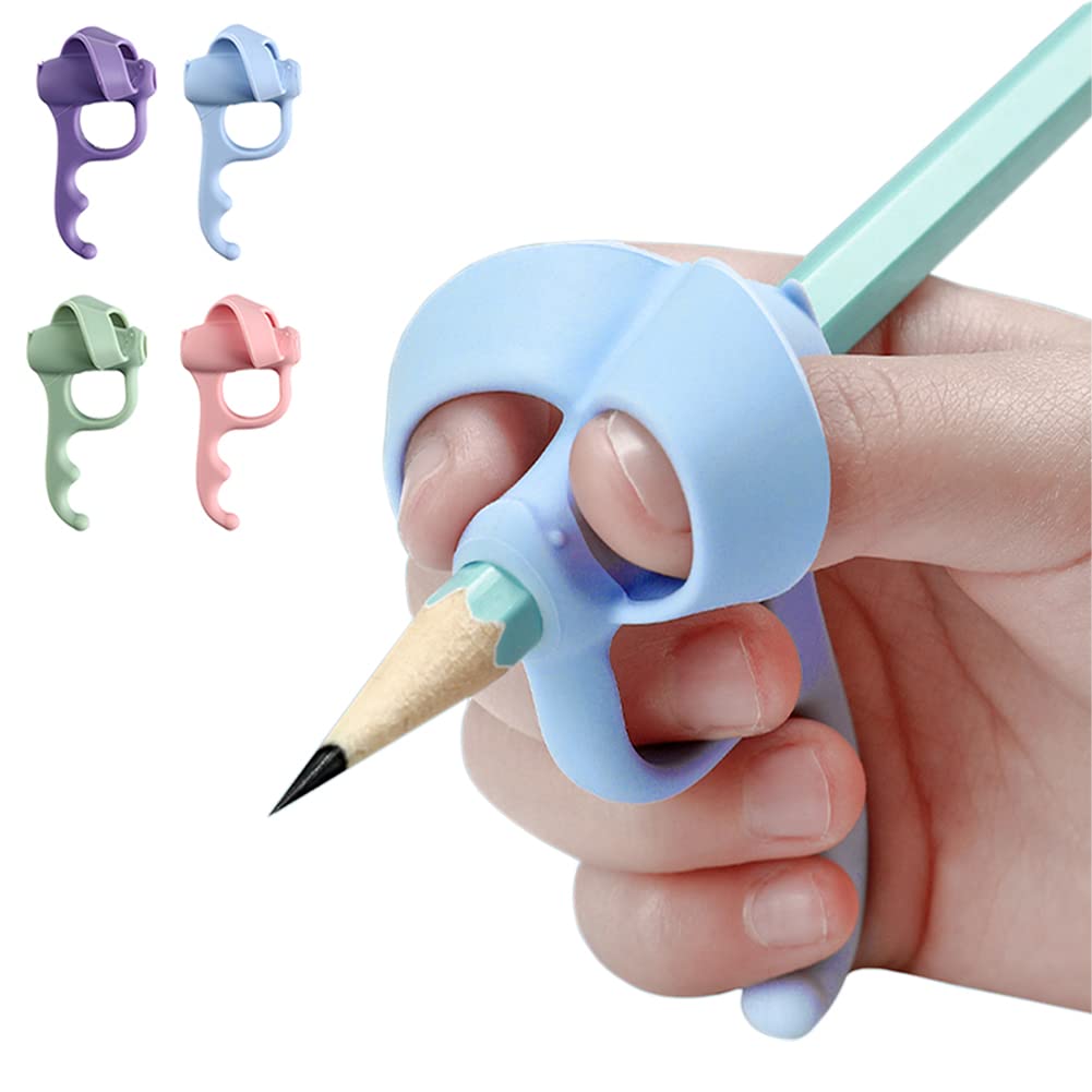  [AUSTRALIA] - 4 Pieces Pencil Grips Trainer for Both Left-Handed and Right-Handed, Kids Handwriting Aid Correction Tool for Preschool Homeschool Kindergarten Classroom 4PCS