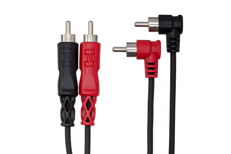 [AUSTRALIA] - Hosa CRA-202R Dual RCA to Right Angle RCA Cable (6.6 feet) 2 Meters