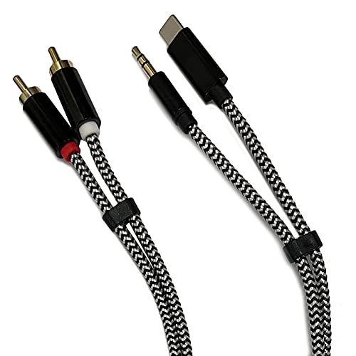 USB-c and 3.5mm Male to 2RCA Male Audio Stereo Cable for Smartphones, MP3, Tablets, Speakers, HDTV (5.9ft) - LeoForward Australia