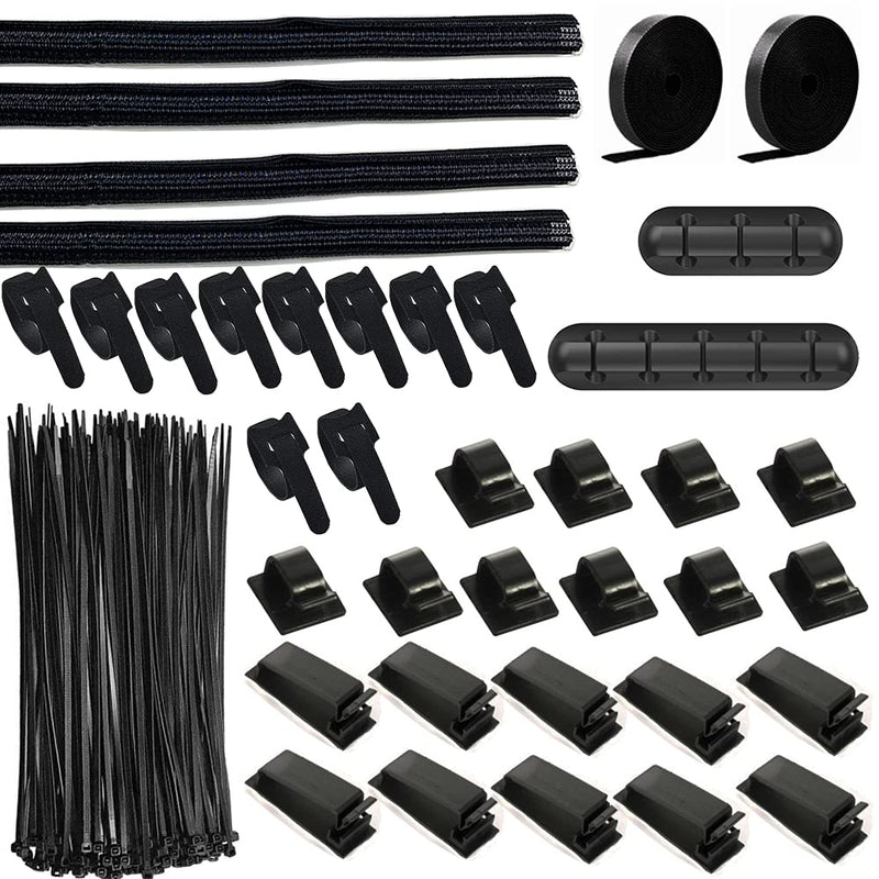  [AUSTRALIA] - 138Pcs Cord Management Organizer Kit by KoberrLi, 4Pcs Cable Sleeve and 22Pcs Reusable Fastening Cable Holder Clips, 2 Roll and 110Pcs Cable Ties for Office Home