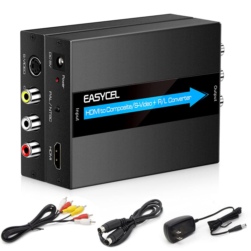  [AUSTRALIA] - HDMI to S-Video RCA Converter with S-Video and RCA Cables, EASYCEL HDMI Svideo Adapter, HDMI to Composite AV CVBS Converter, HDMI in RCA + S-Video Out Converter(Aluminum)