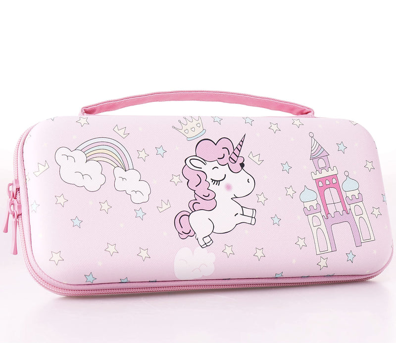 FANPL Carrying Case for Nintendo Switch & OLED Mode, Pink Cute Unicorn Travel Hard Protectiv Case for Switch with 12 Game Card Slots - LeoForward Australia