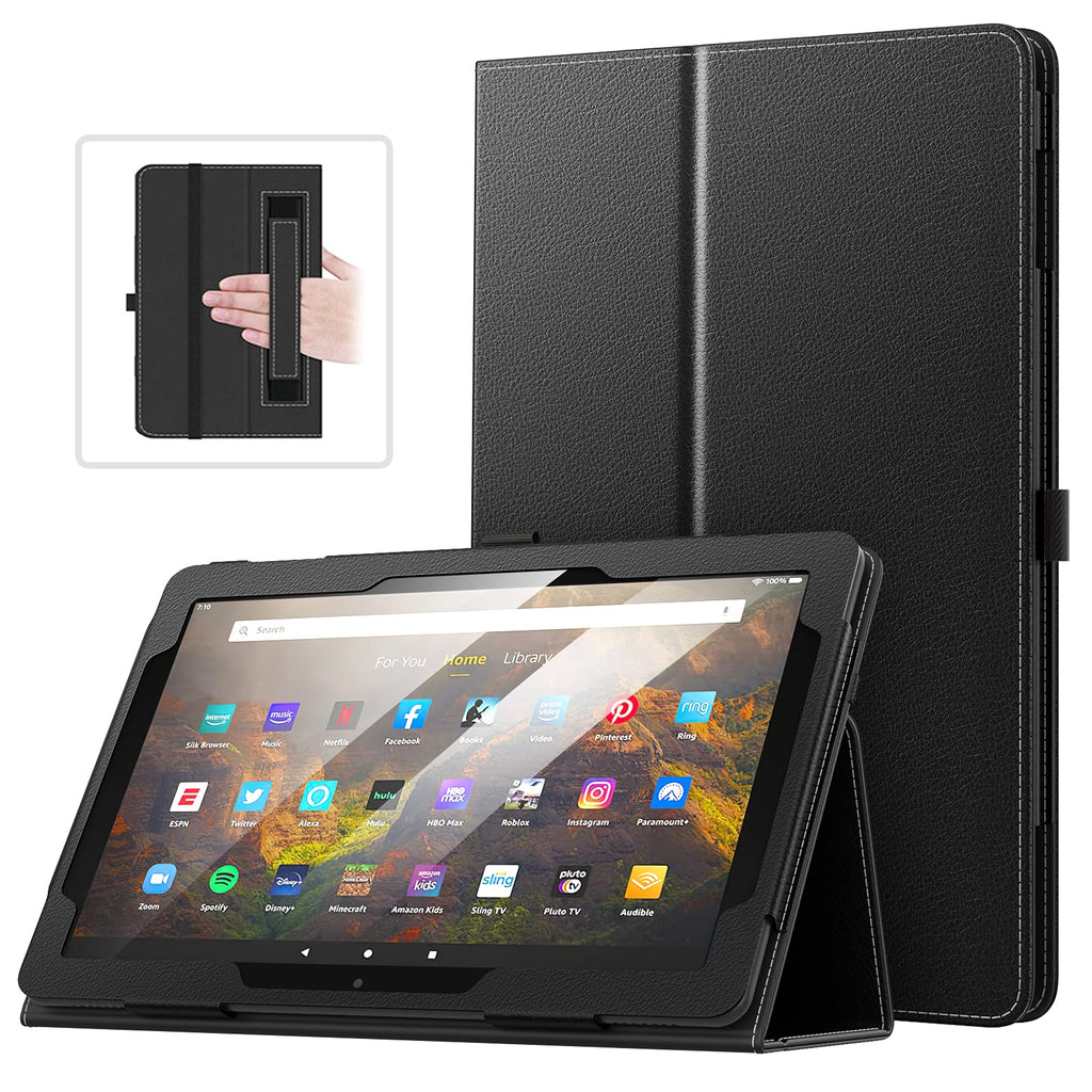  [AUSTRALIA] - MoKo Case Fits All-New Kindle Fire HD 10 & 10 Plus Tablet (11th Generation, 2021 Release) - Slim Folding Stand Cover with Auto Wake/Sleep, Black A-Black