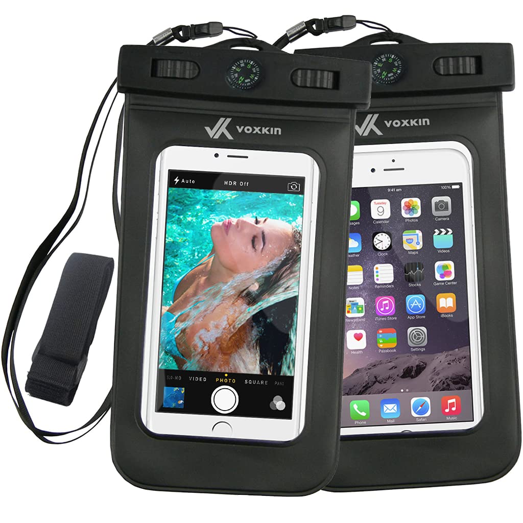  [AUSTRALIA] - [ Premium Quality ] Universal iPhone Waterproof Phone Holder with ARM Band, Compass & Lanyard - Best Waterproof Bag For Phone - Water Proof Phone Case - Waterproof Phone Pouch Floating - Phone Dry Bag 2 Pack Waterproof Bag - Black