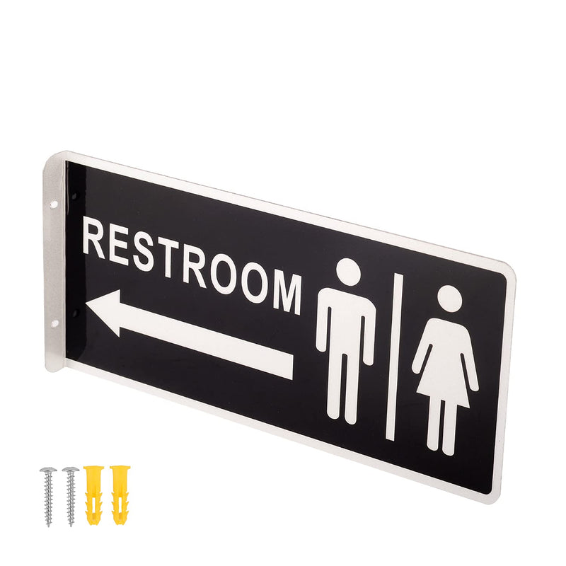  [AUSTRALIA] - Kichwit Double Sided Metal Restroom Sign, Aluminum Bathroom Sign for Home and Office, 12.1 x 5.5 Inches (1) 1