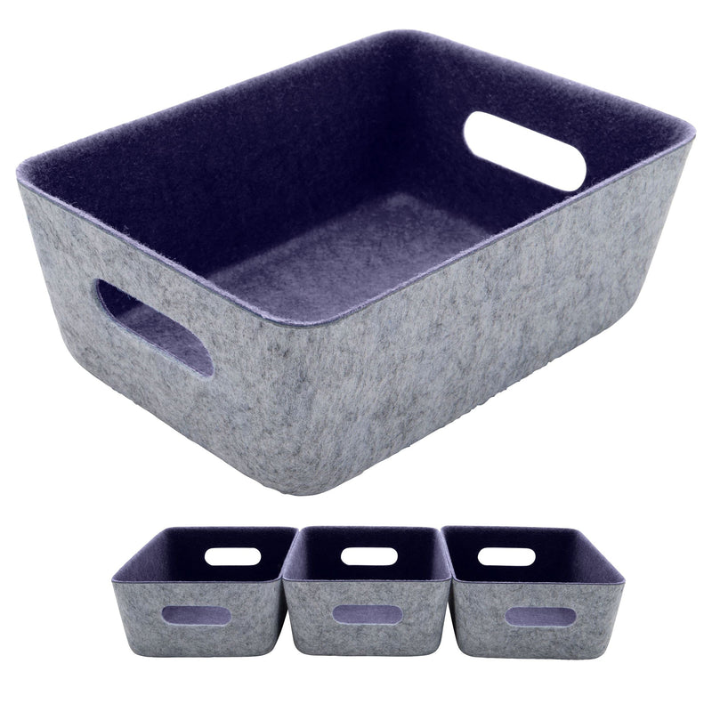Teeo Felt Drawer Organizer Container Caddy Jewelry Tray Makeup Storage Organizers Home Office Desk Cosmetic Bins Dividers Box Compartment Nursery Bedroom Closet Organization, Pack of 3 Trays, Navy - LeoForward Australia