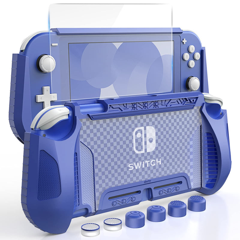  [AUSTRALIA] - HEYSTOP Case Compatible with Nintendo Switch Lite, with Tempered Glass Screen Protector and 6 Thumb Grip, TPU Protective Cover for Switch Lite with Anti-Scratch/Anti-Dust (Blue) Blue