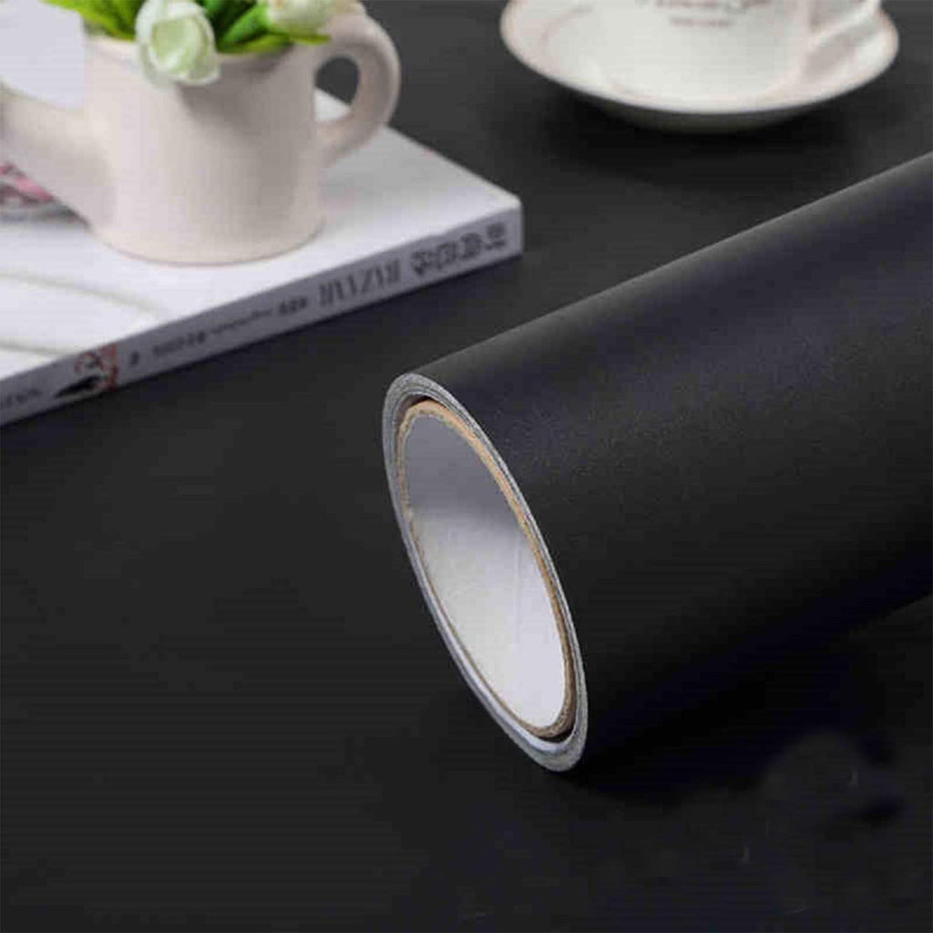  [AUSTRALIA] - 15.7in×78.7in Black Wallpaper Black Peel and Stick Wallpaper Solid Black Matte Textured Self Adhesive Removable Vinyl Film Roll for Wall Decoration Cover Countertops Renovate Old Furniture 15.7''×78.7''