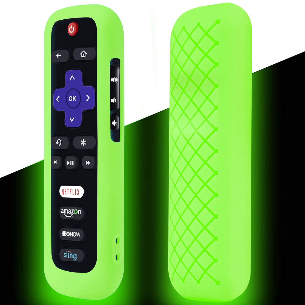 Remote Case for Roku, Battery Cover for TCL Roku Smart TV Steaming Stick Remote, Roku TV Remote Cover Silicone Protective Controller Universal Sleeve Skin Glow in The Dark Green Green Glow - LeoForward Australia