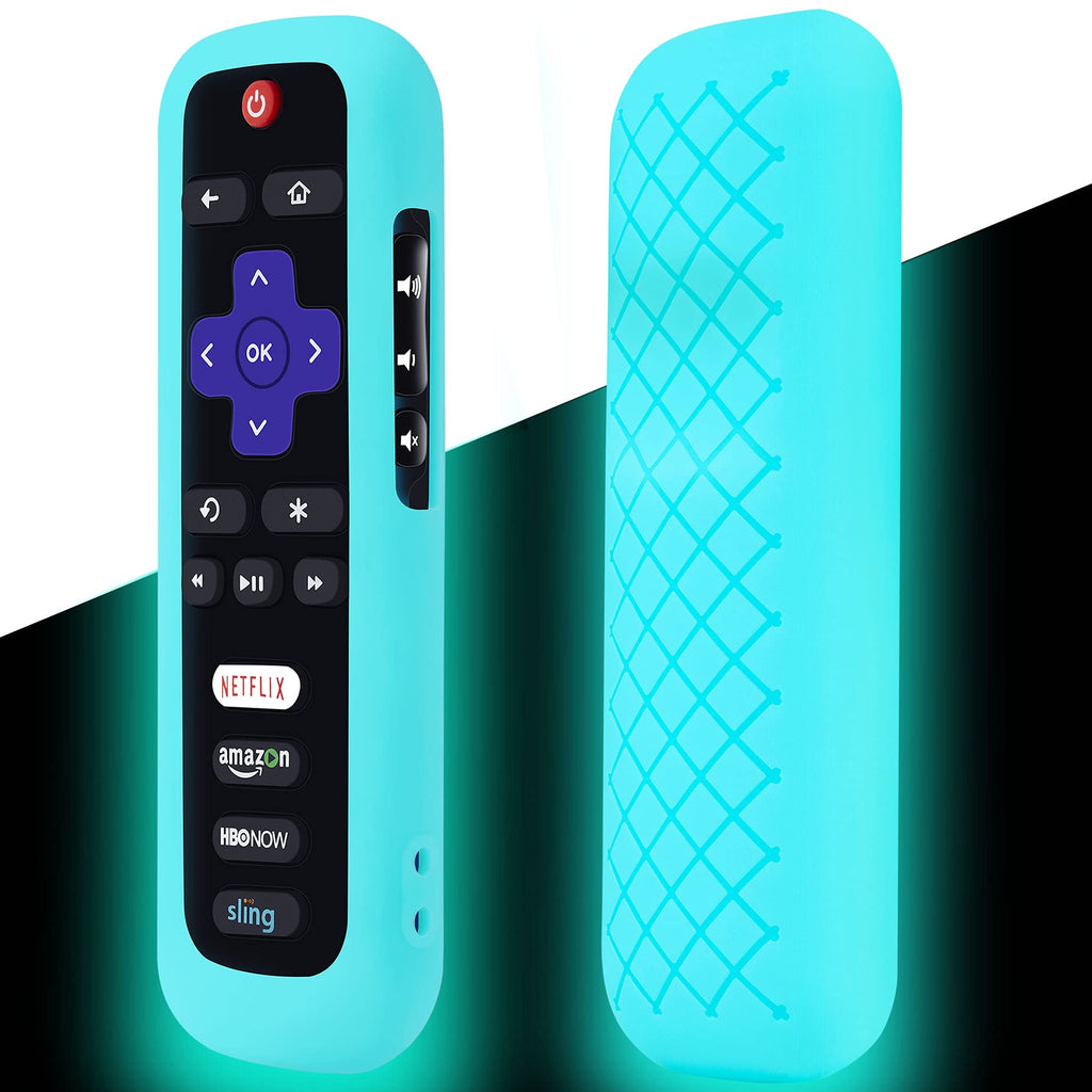 Remote Case for Roku, Battery Cover for TCL Roku Smart TV Steaming Stick Remote, Roku TV Remote Cover Silicone Protective Controller Universal Sleeve Skin Glow in The Dark Sky Blue Sky Glow - LeoForward Australia