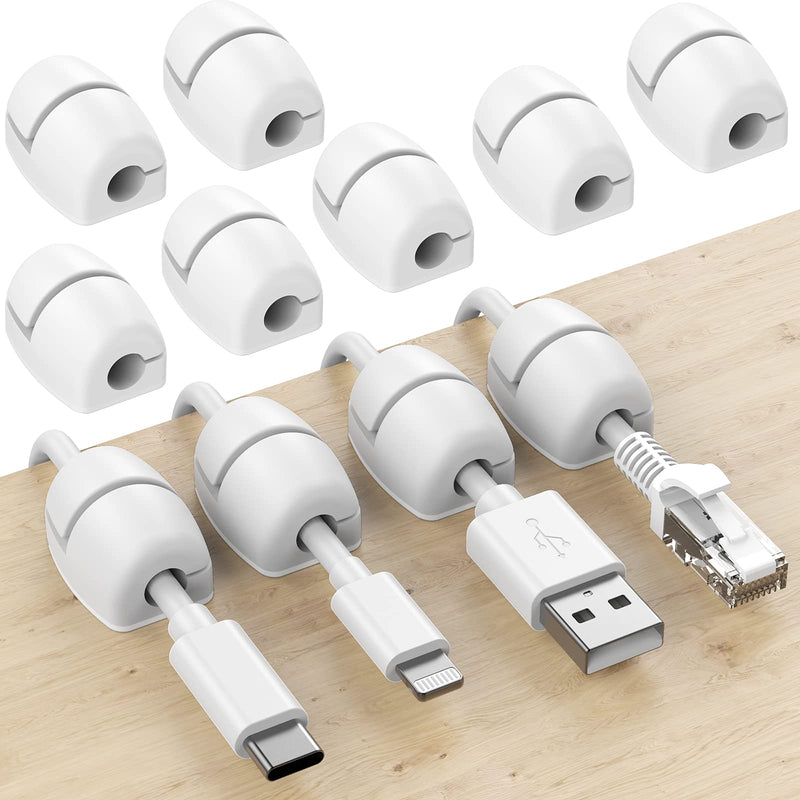  [AUSTRALIA] - SOULWIT 16Pcs Barrel-Shaped Cable Holder, Cable Management Sticky Cord Organizer Clips Silicone Self Adhesive for Desktop Bedside USB Charging Cable Power Cord Wire PC Office Home (White) White