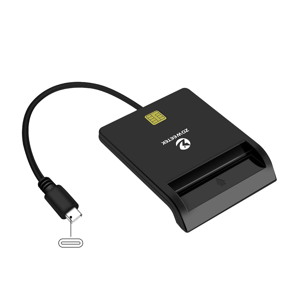 ZOWEETEK Type C CAC Reader, Smart Card Reader DOD Military USB Common Access CAC, Compatible with Windows, Mac OS Black - LeoForward Australia