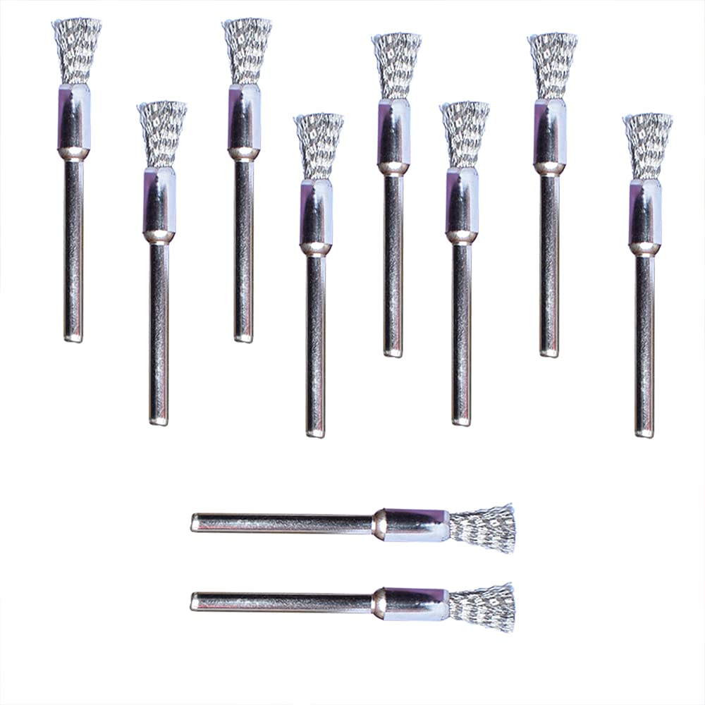  [AUSTRALIA] - Albedel 10 pcs Stainless Steel Wire Brushes Pen-shaped Wheels Polishing 1/5" Dia w/Shank 1/8" for Rotary Tools