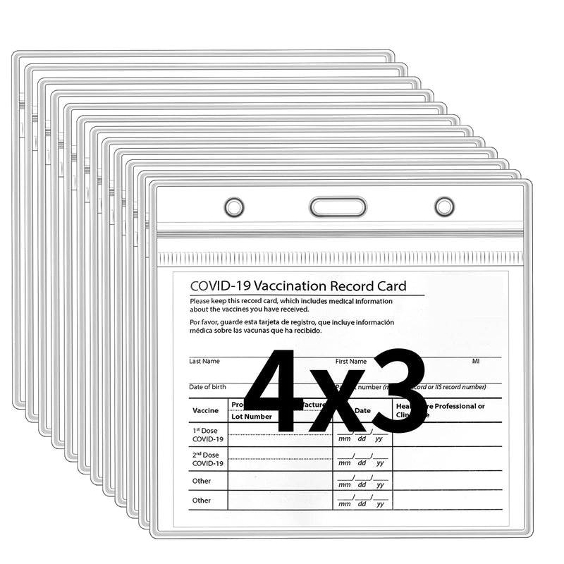  [AUSTRALIA] - 6 Pack 4 X 3 Card Holder CDC Vaccination Card Protective Film ID Card Name Label Badge, Used for Vaccination Records, Transparent Soft Vinyl Plastic Cover with Waterproof Resealable Zipper (12)