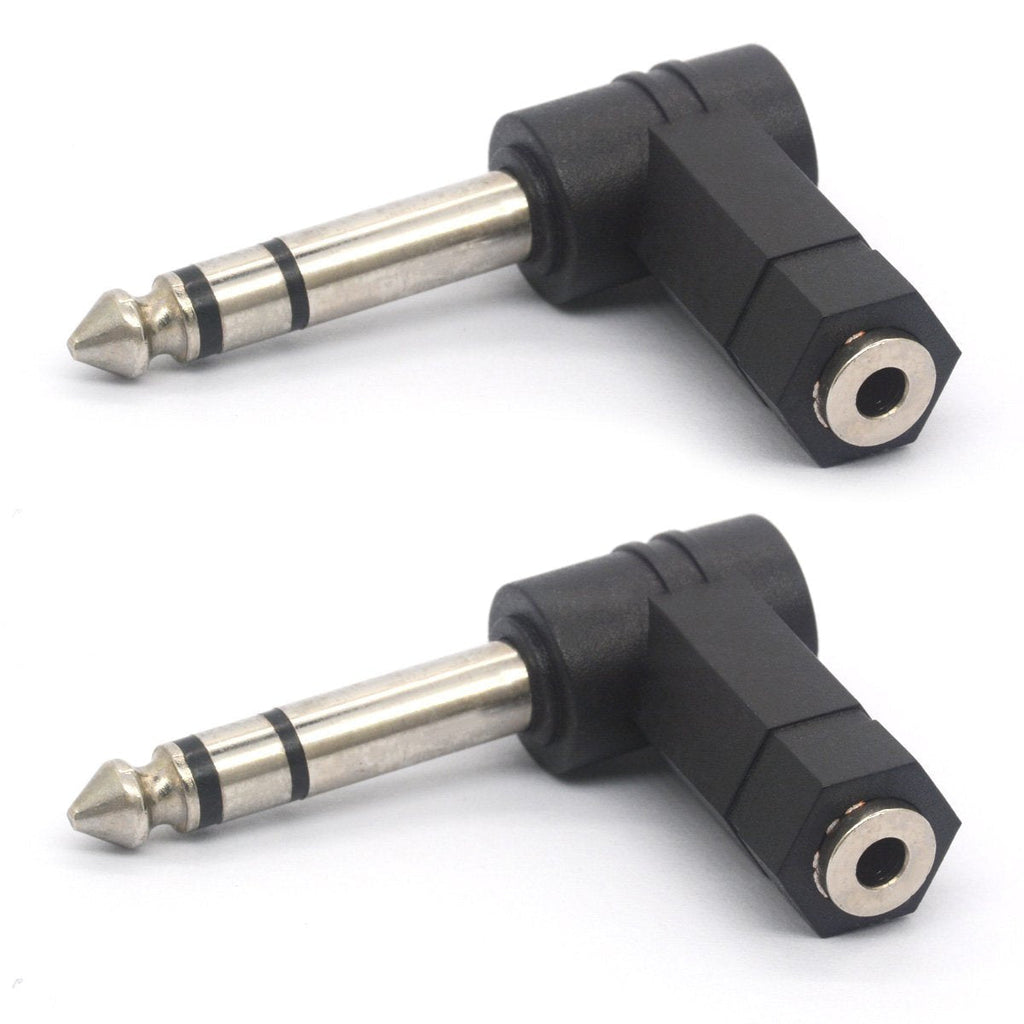 PIIHUSW Right Angled 3.5 to 6.35 Audio Adapter, 90 Degree 6.35mm 1/4 inch Stereo Jack Plug to 3.5mm Stereo Socket Adaptor - LeoForward Australia
