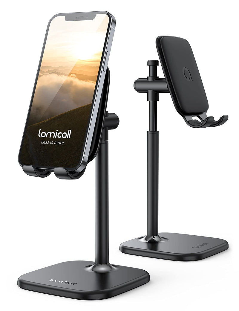  [AUSTRALIA] - Cell Phone Stand, Lamicall Phone Holder - Height Angle Adjustable Mobile Phone Stand for Desk, Office, Compatible with iPhone 13, 13 Pro, Pro Max, Mini 12 11 X Xr 8 7 6 Plus, 4-10'' Cellphone & Tablet
