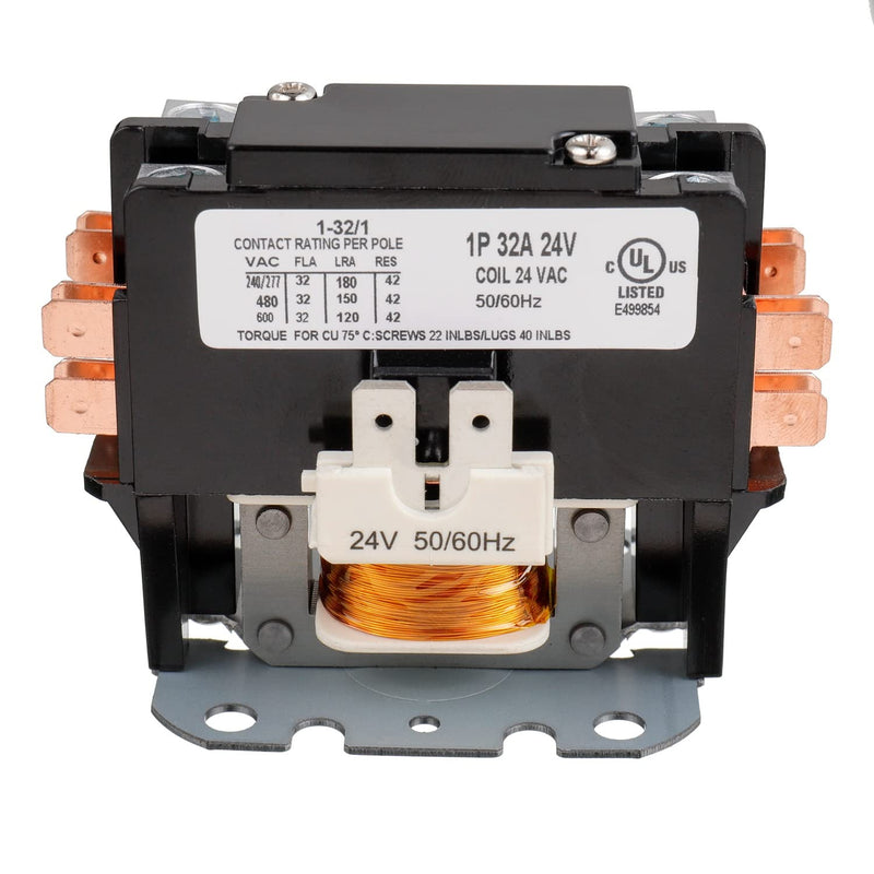 [AUSTRALIA] - BOJACK 1 Poles FLA 32 Amp Coil 24 VAC Air Conditioner Condenser Compressor Contactor AC Definite Purpose Contactor (Pack of 1 Pcs)