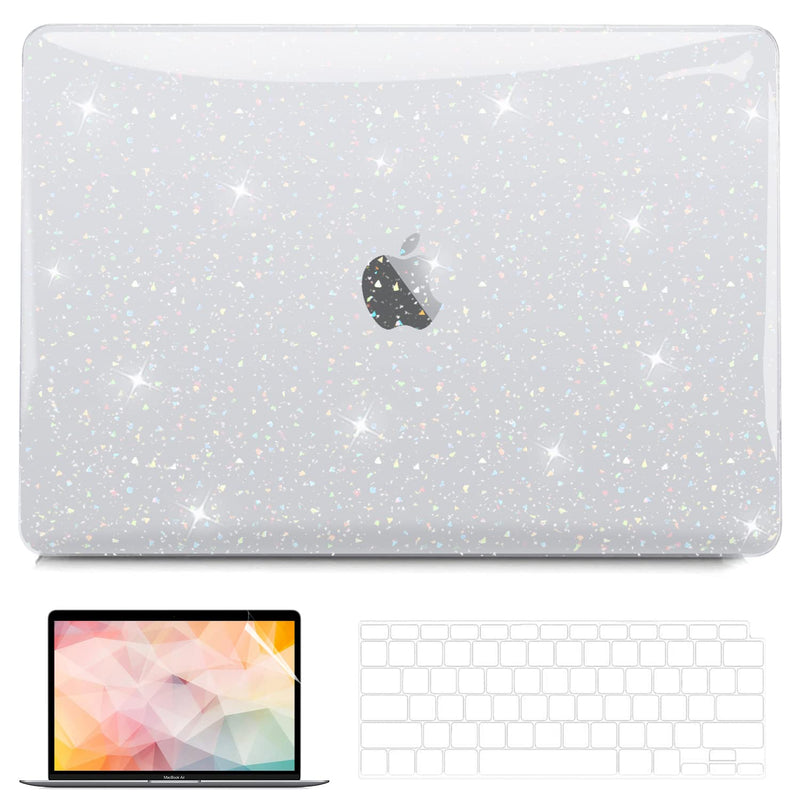  [AUSTRALIA] - G JGOO Compatible with MacBook Air 13 inch Case 2021 2020 2019 2018 Release M1 A2337 A2179 A1932 with Retina & Touch ID, Glitter Sparkle Hard Shell Cover + Keyboard Cover + Screen Protector, Clear MacBook Air 13 (2021-2019) Shining Transparent