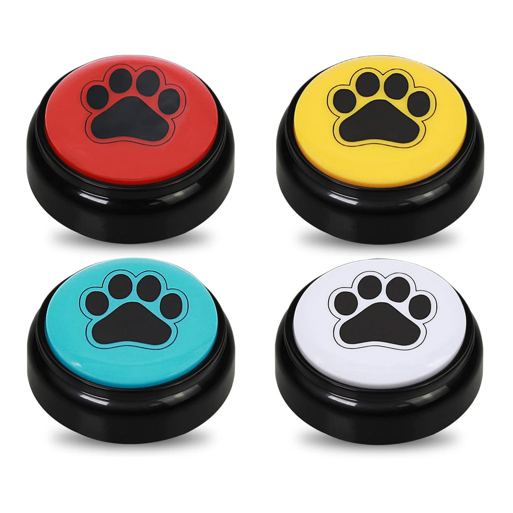  [AUSTRALIA] - ChunHee Dog Speech Training Buttons Talking Sound Buttons-Recordable Buttons for Dogs-30 Seconds Record Button, Pack of 4 (Battery Included)